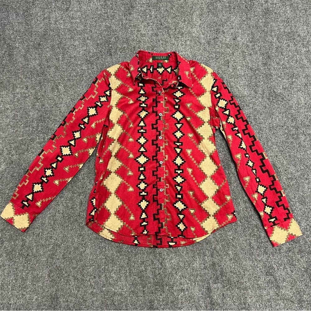 Lauren Ralph Lauren Peitie PM Southwester Aztec Print Button Up Western Shirt